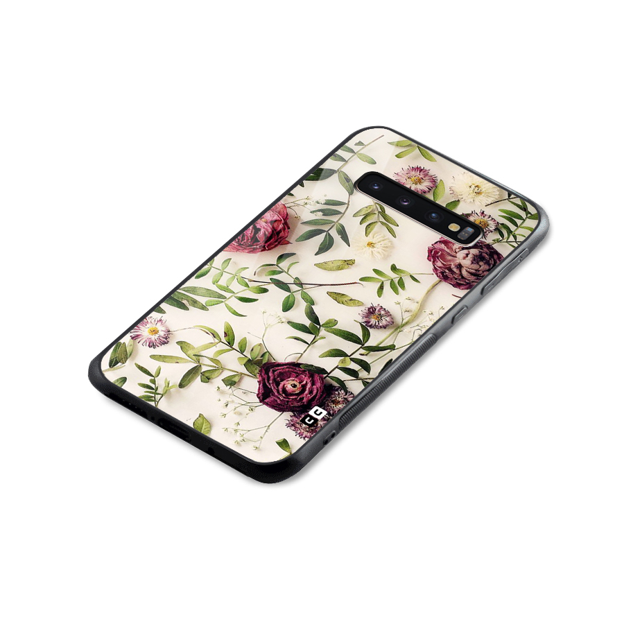 Vintage Rust Floral Glass Back Case for Galaxy S10 Plus