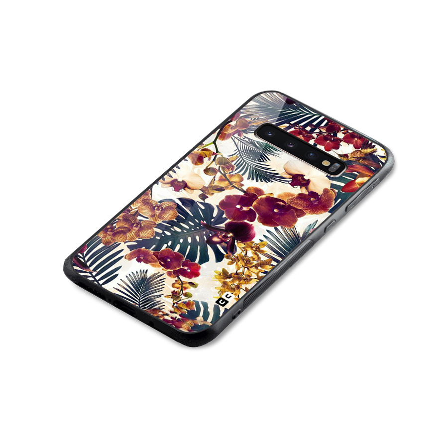 Vintage Rustic Flowers Glass Back Case for Galaxy S10 Plus