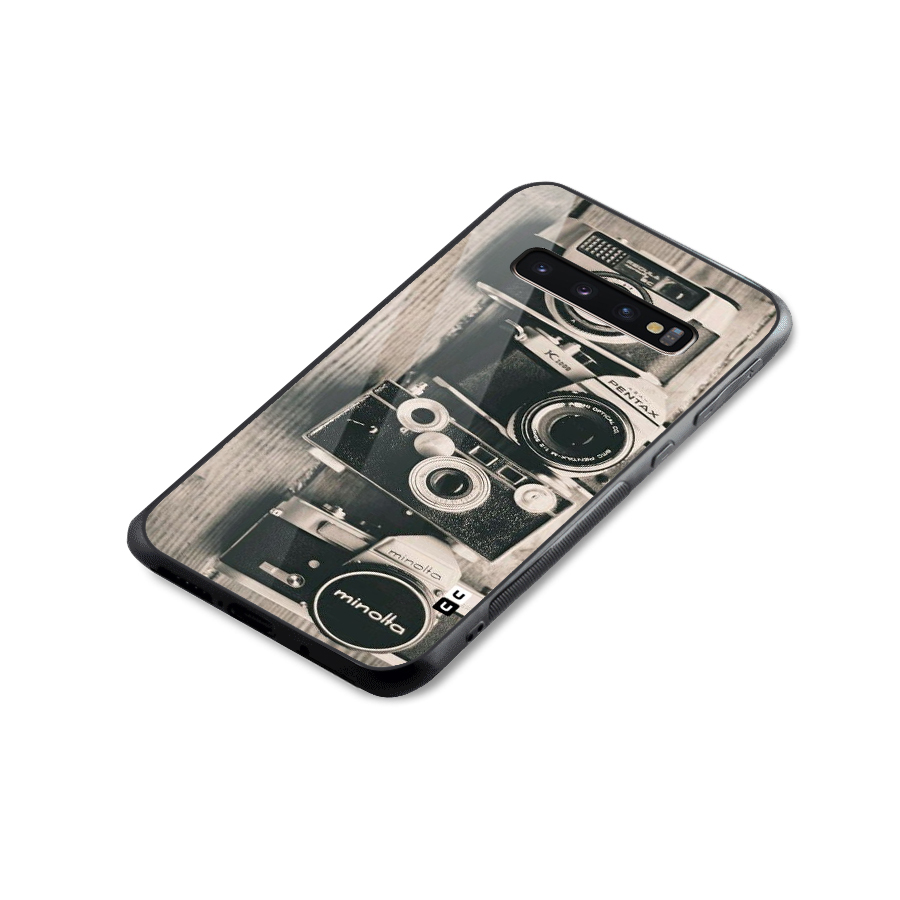 Vintage Style Shutter Glass Back Case for Galaxy S10 Plus