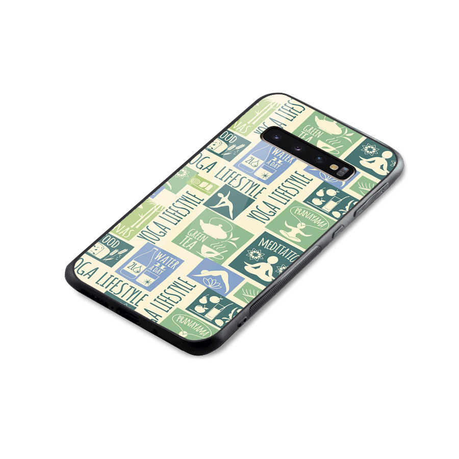 Vintage Yoga Lifestyle Glass Back Case for Galaxy S10 Plus