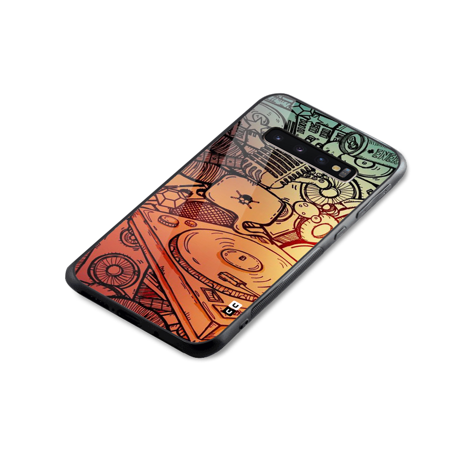 Vinyl Design Glass Back Case for Galaxy S10 Plus
