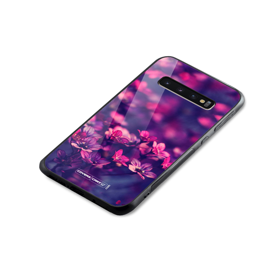 Violet Floral Glass Back Case for Galaxy S10 Plus