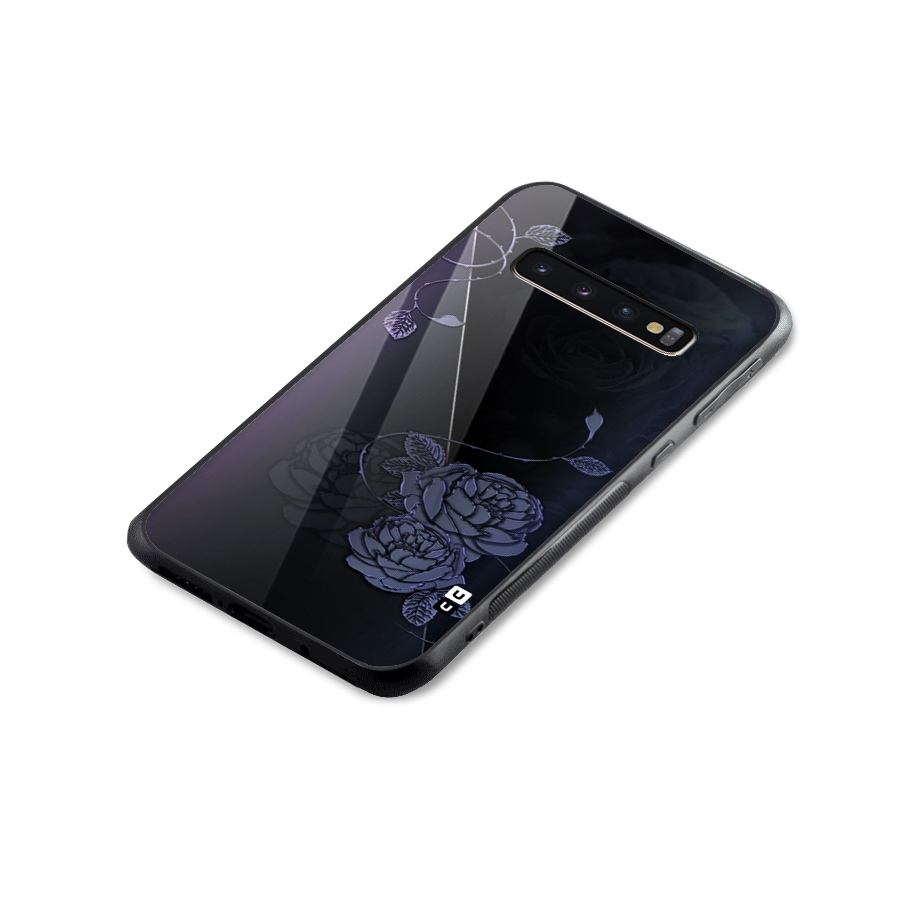 Voilet Floral Design Glass Back Case for Galaxy S10 Plus