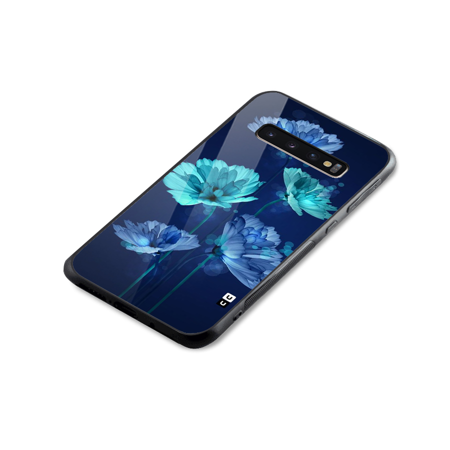 Water Flowers Glass Back Case for Galaxy S10 Plus