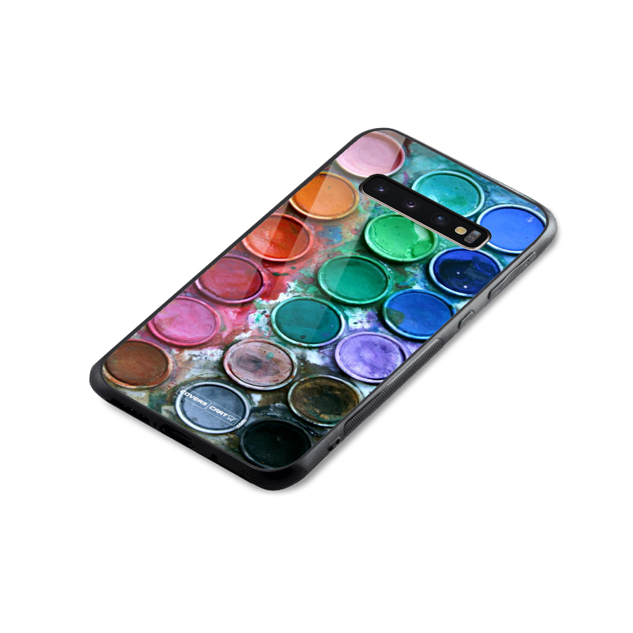 Water Paint Box Glass Back Case for Galaxy S10 Plus