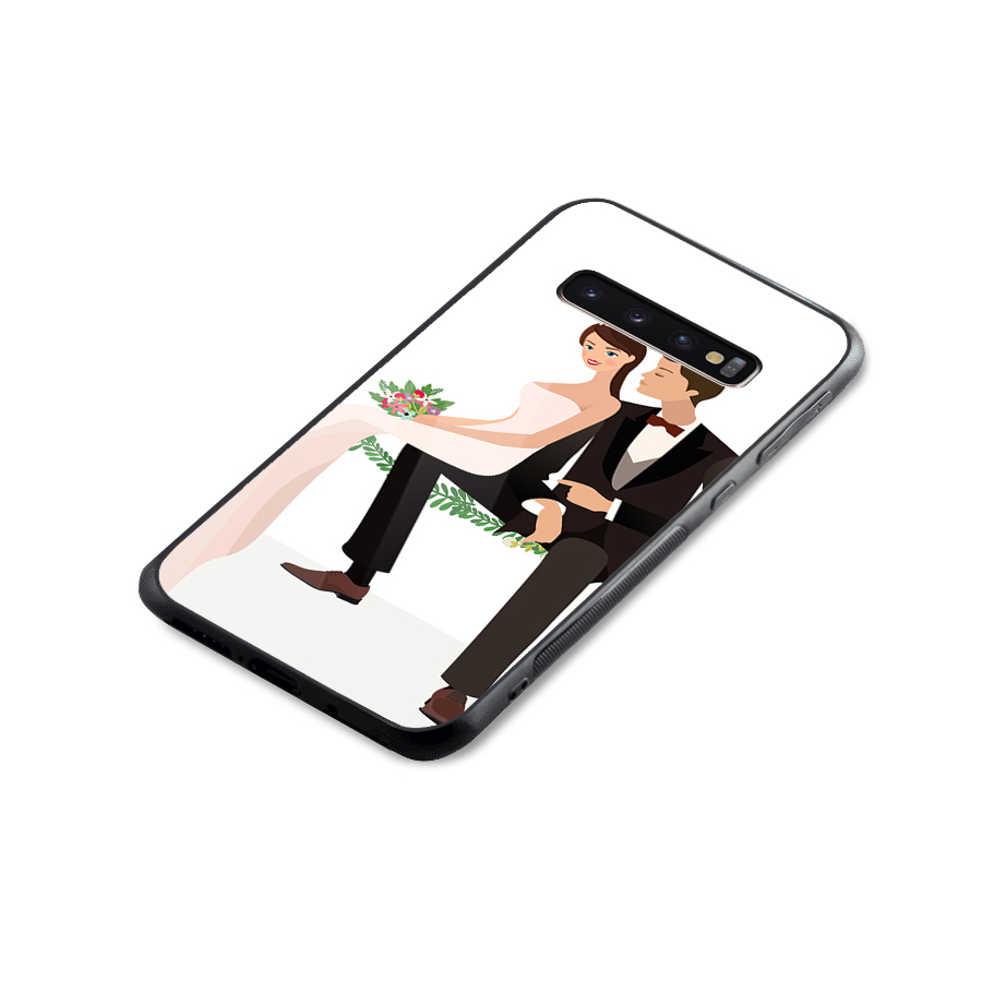 Wedding Couple Glass Back Case for Galaxy S10 Plus