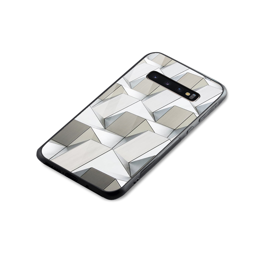 White Abstract Art Glass Back Case for Galaxy S10 Plus