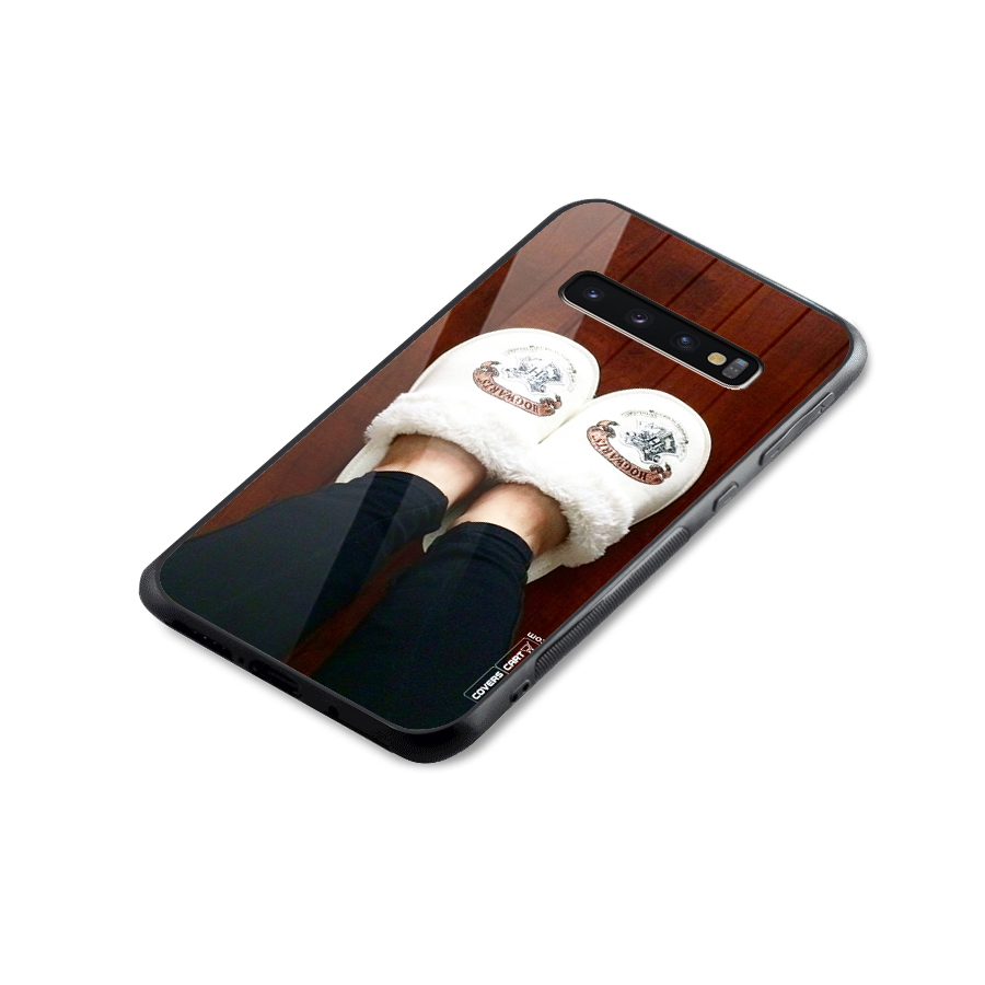 White Feets Glass Back Case for Galaxy S10 Plus