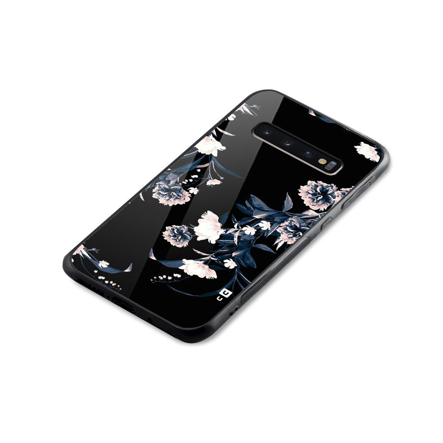 White Flora Glass Back Case for Galaxy S10 Plus