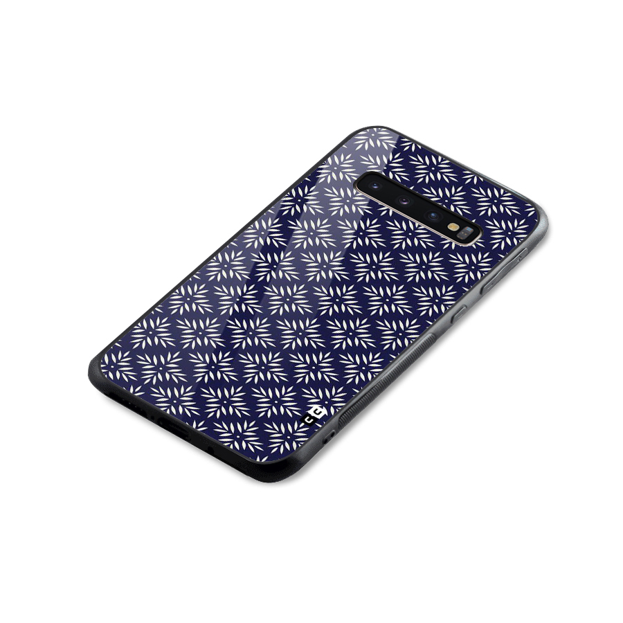 White Petals Pattern Glass Back Case for Galaxy S10 Plus