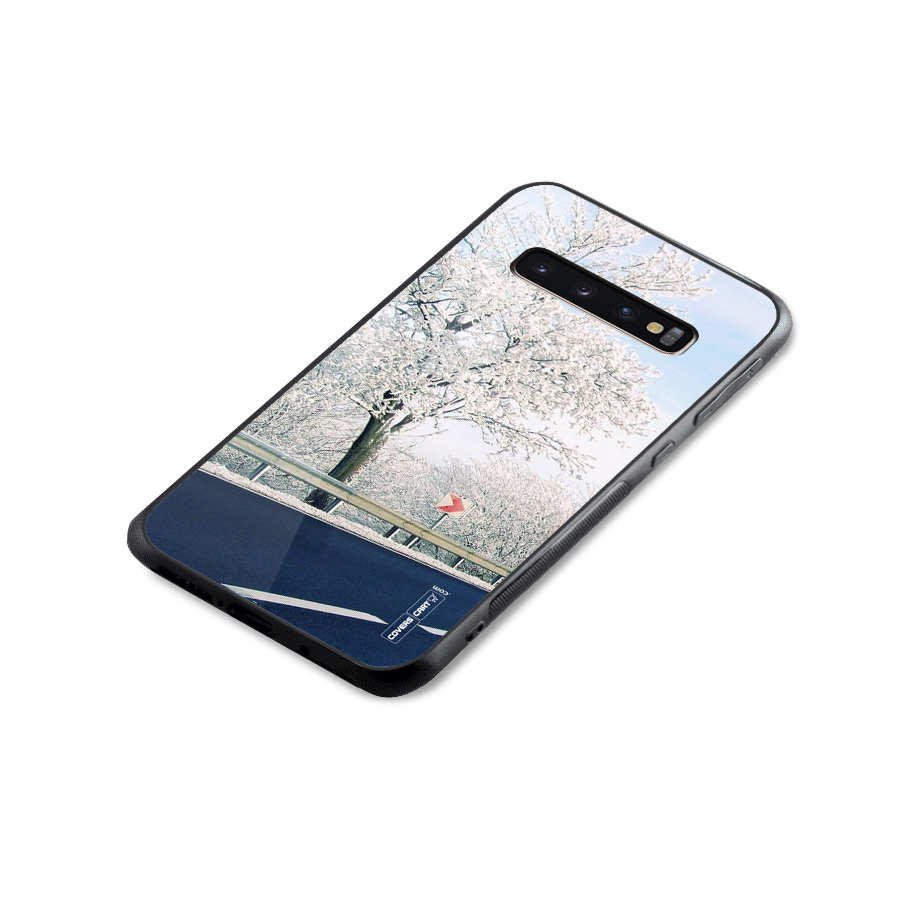 White Snow Tree Glass Back Case for Galaxy S10 Plus