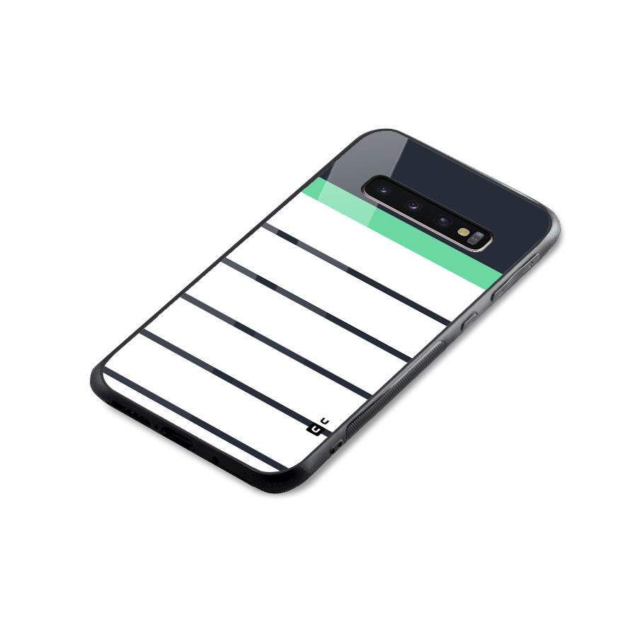White and Simple Stripes Glass Back Case for Galaxy S10 Plus
