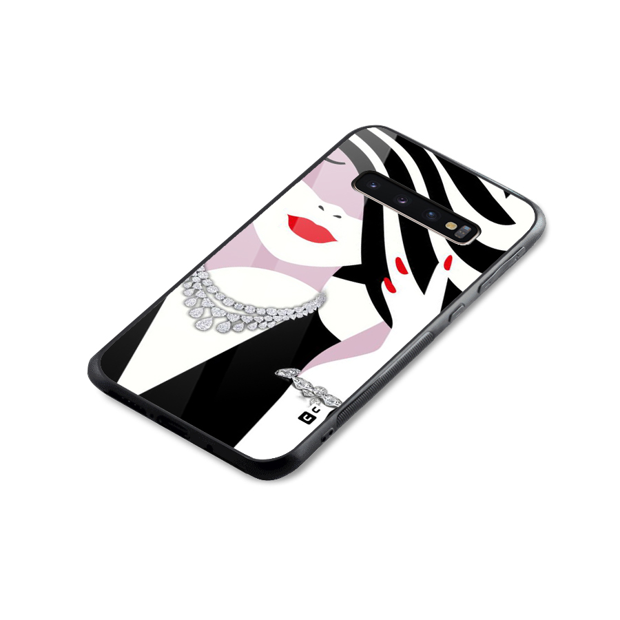 Women Beauty Glass Back Case for Galaxy S10 Plus