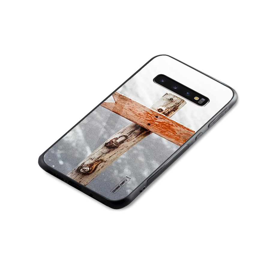 Wood And Snow Glass Back Case for Galaxy S10 Plus