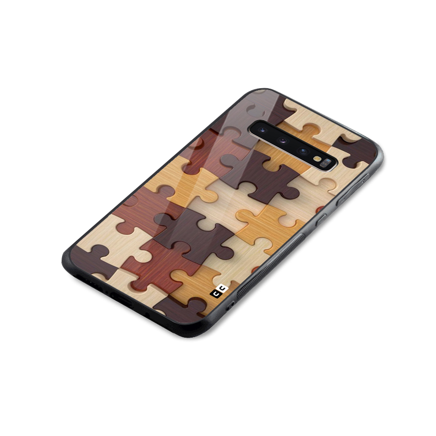 Wooden Puzzle (Printed) Glass Back Case for Galaxy S10 Plus