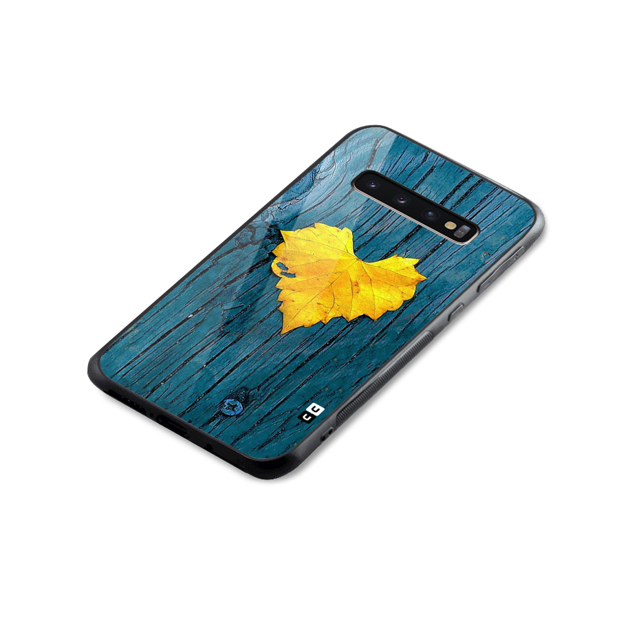Yellow Leaf Glass Back Case for Galaxy S10 Plus