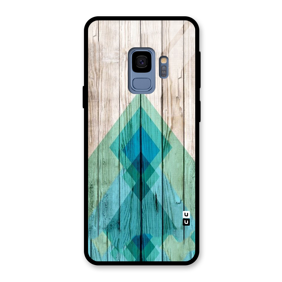 Abstract Green And Wood Glass Back Case for Galaxy S9