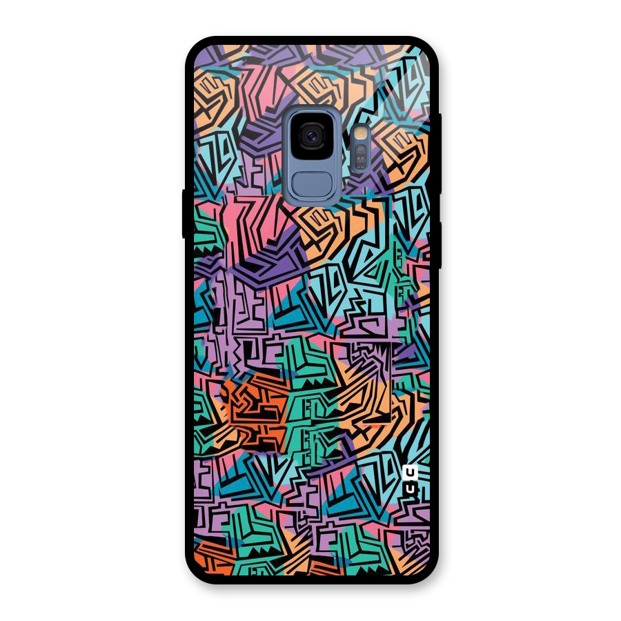 Abstract Lining Colors Glass Back Case for Galaxy S9
