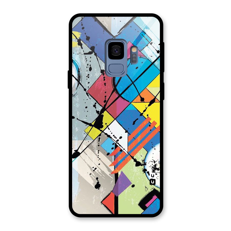 Abstract Paint Shape Glass Back Case for Galaxy S9