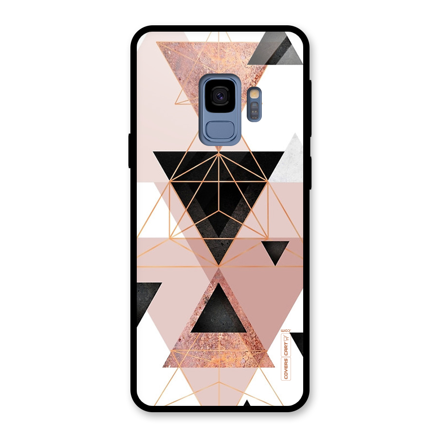Abstract Rose Gold Triangles Glass Back Case for Galaxy S9
