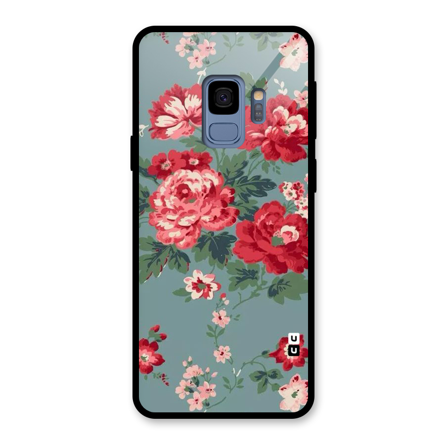 Aesthetic Floral Red Glass Back Case for Galaxy S9