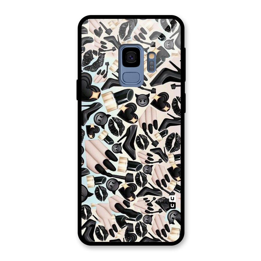 All Black Love Glass Back Case for Galaxy S9