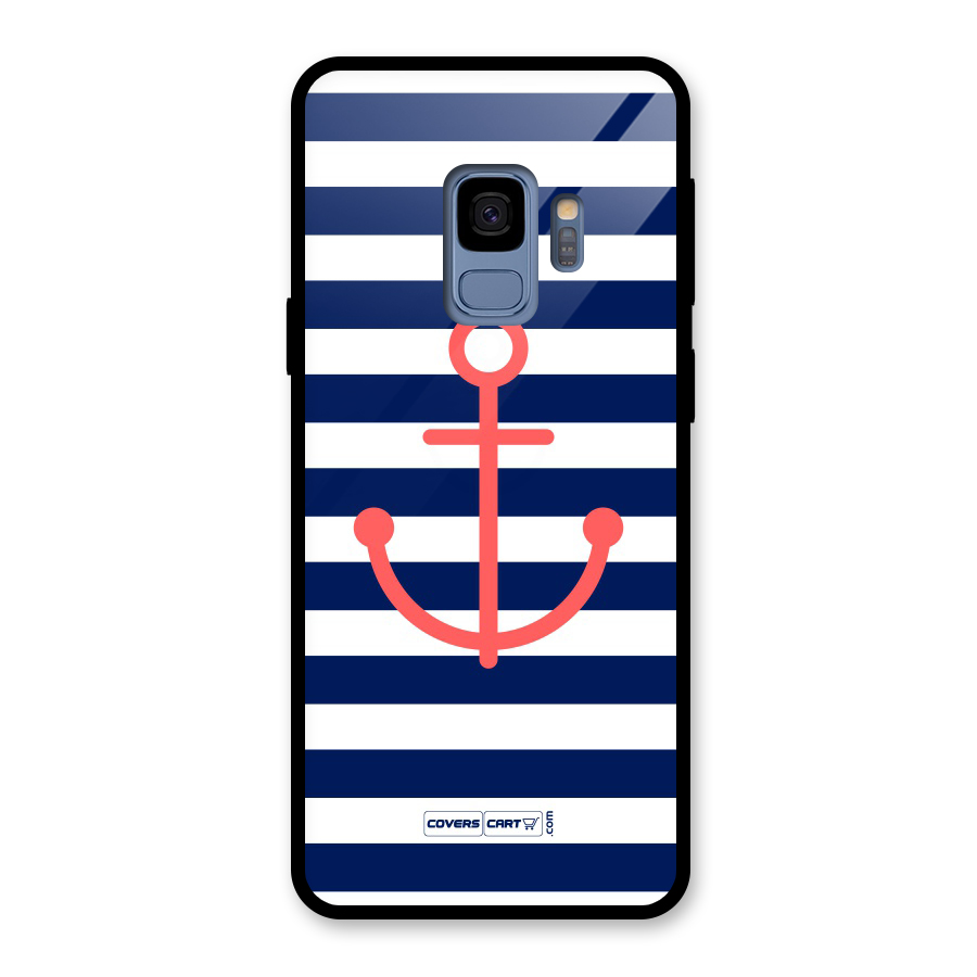 Anchor Stripes Glass Back Case for Galaxy S9