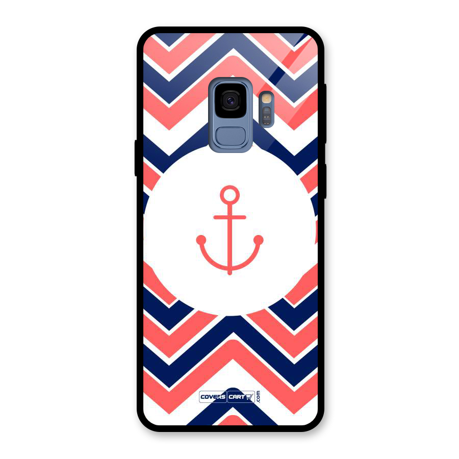 Anchor Zig Zag Glass Back Case for Galaxy S9
