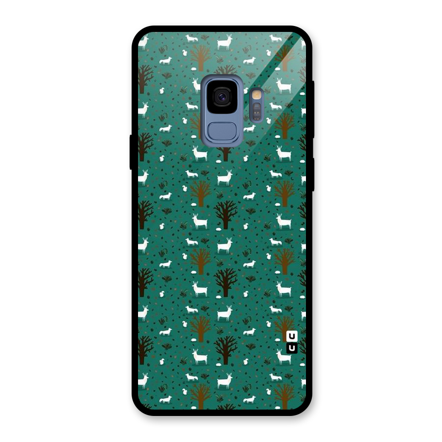 Animal Grass Pattern Glass Back Case for Galaxy S9