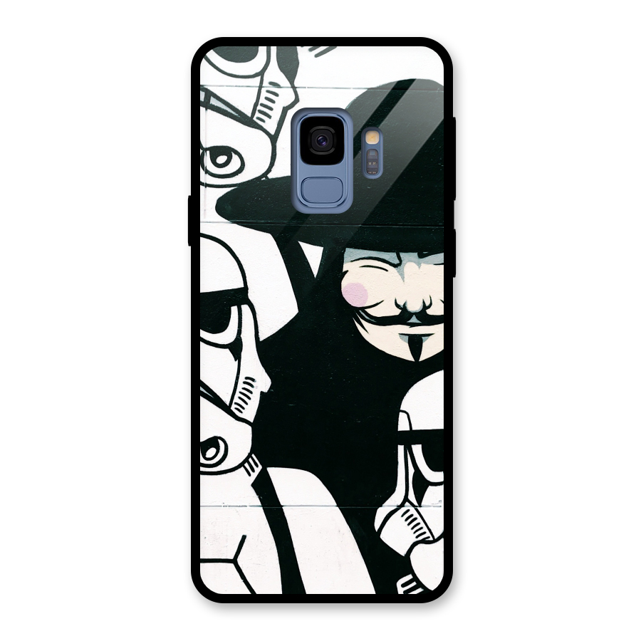 Anonymous Hat Glass Back Case for Galaxy S9