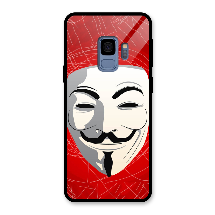 Anonymous Mask Abstract Glass Back Case for Galaxy S9