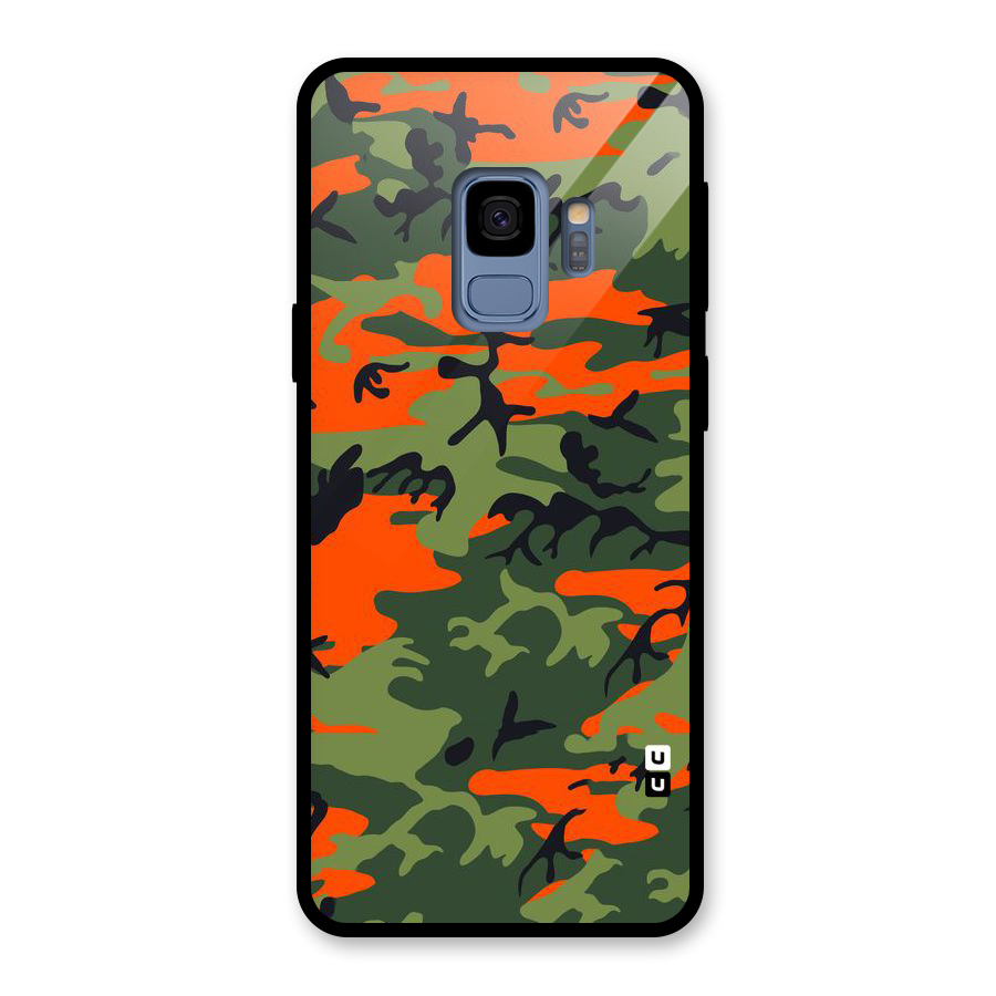 Army Pattern Glass Back Case for Galaxy S9