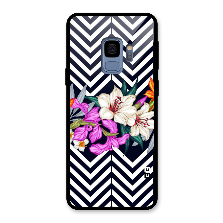 Artsy ZigZag Floral Glass Back Case for Galaxy S9