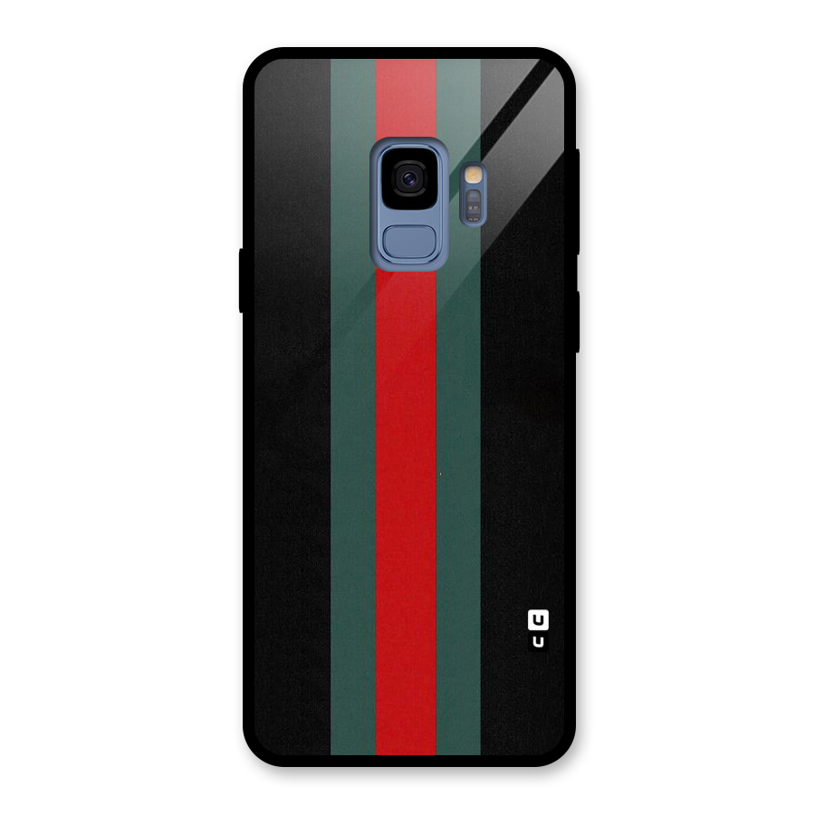 Basic Colored Stripes Glass Back Case for Galaxy S9