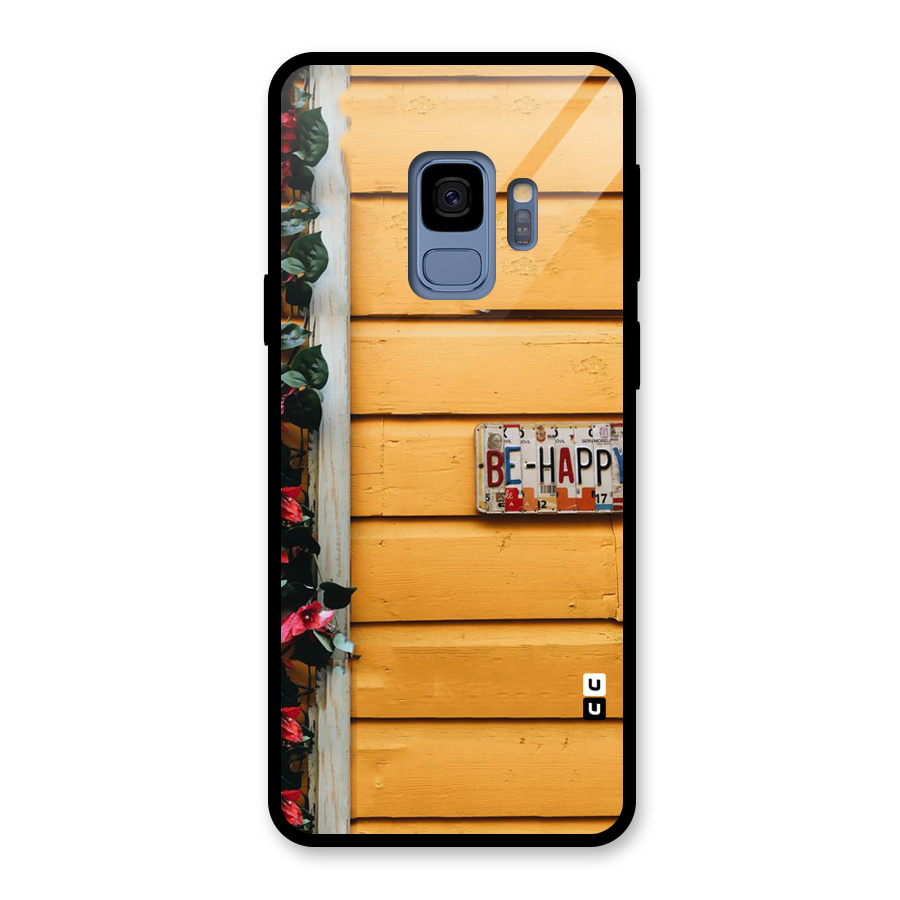 Be Happy Yellow Wall Glass Back Case for Galaxy S9