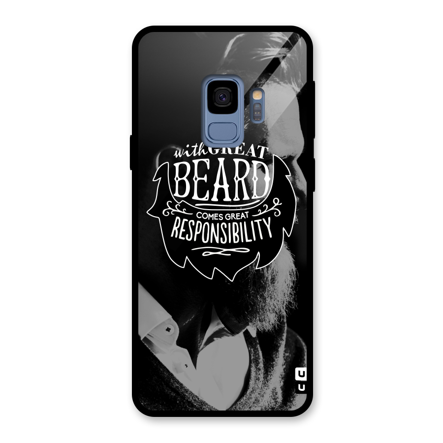 Beard Responsibility Quote Glass Back Case for Galaxy S9