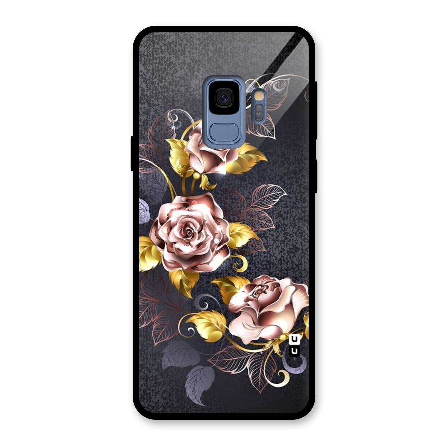 Beautiful Old Floral Design Glass Back Case for Galaxy S9