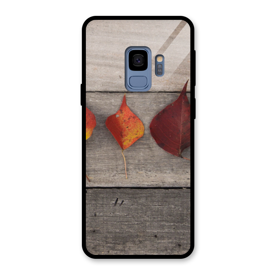 Beautiful Wood Leafs Glass Back Case for Galaxy S9