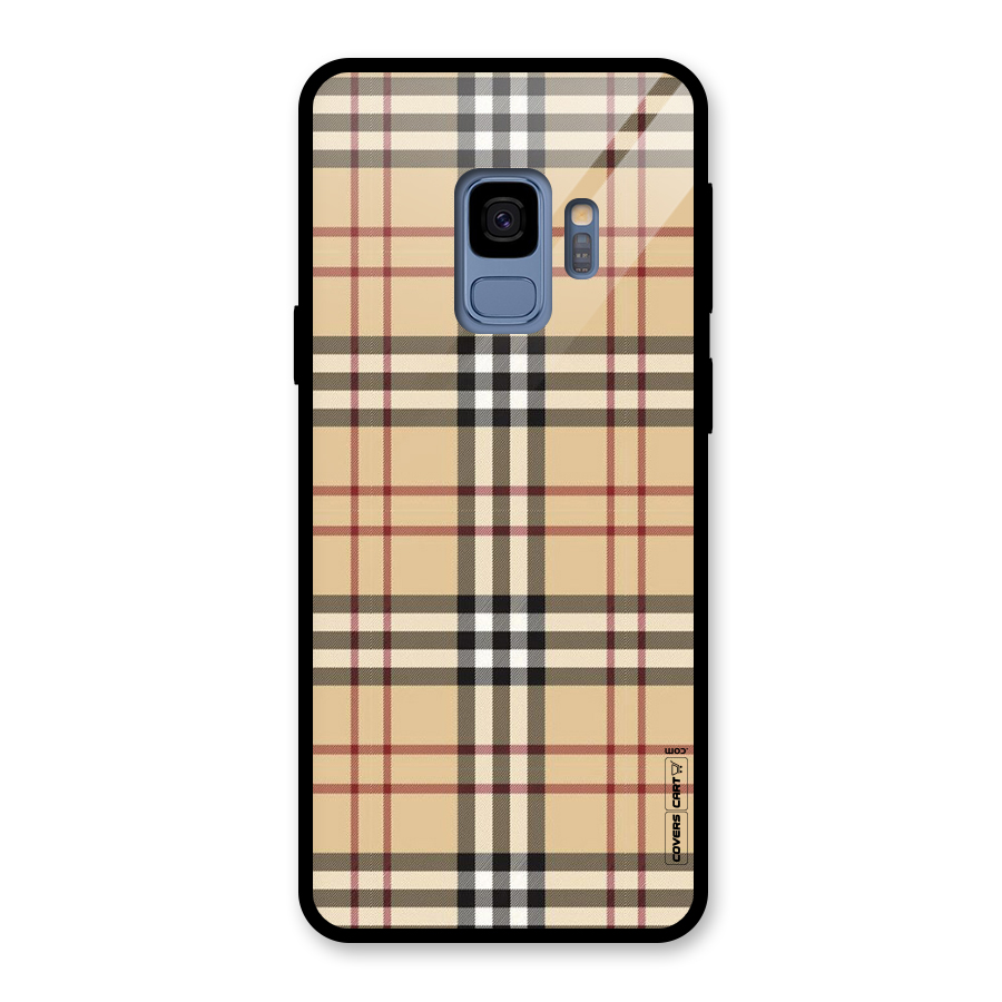 Beige Check Glass Back Case for Galaxy S9