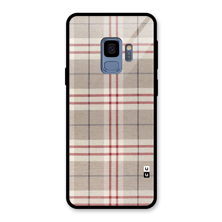 Beige Red Check Glass Back Case for Galaxy S9