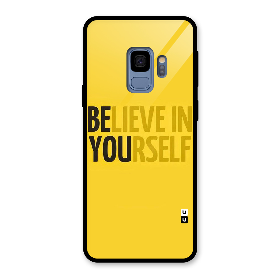 Believe Yourself Yellow Glass Back Case for Galaxy S9