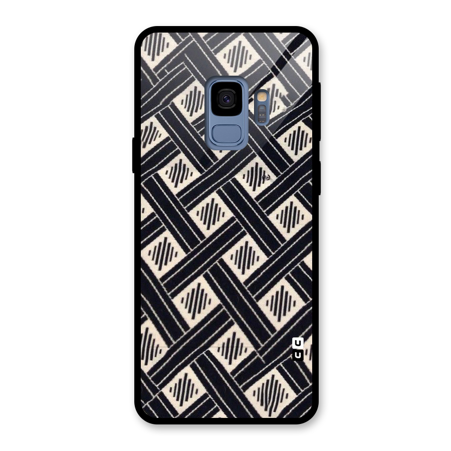 Black Beige Criscros Glass Back Case for Galaxy S9