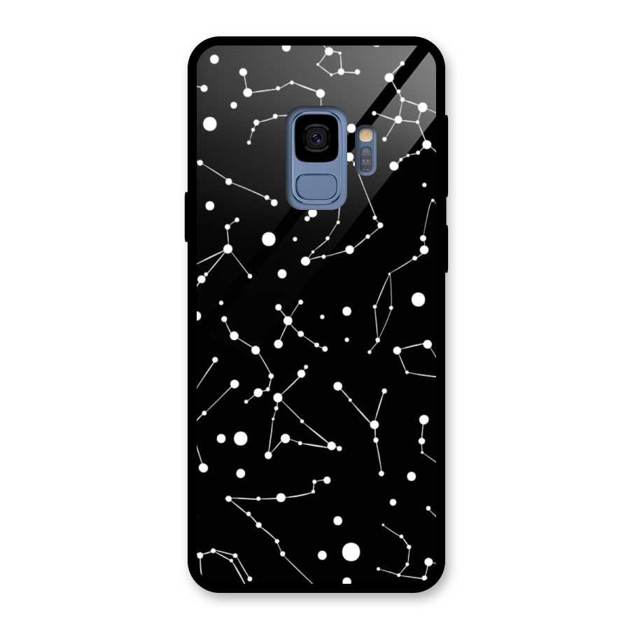 Black Constellation Pattern Glass Back Case for Galaxy S9