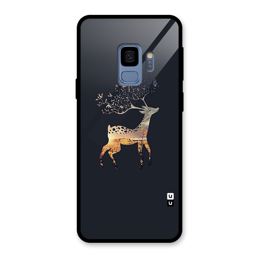 Black Deer Glass Back Case for Galaxy S9