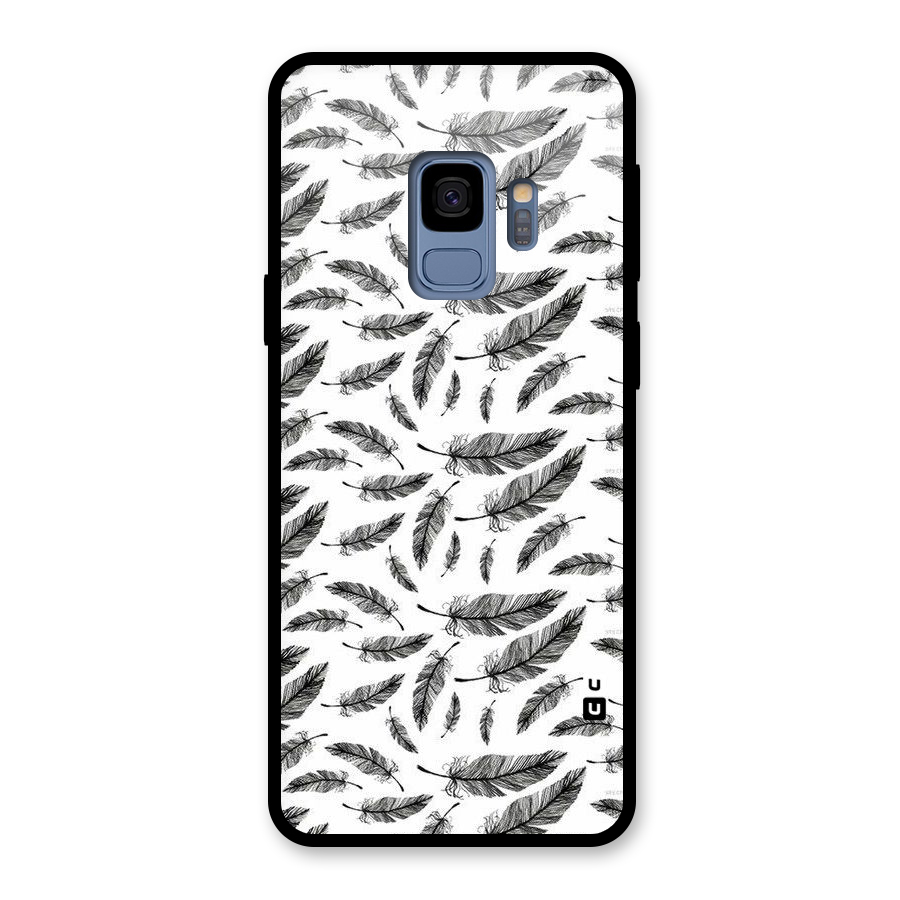 Black Feather Glass Back Case for Galaxy S9