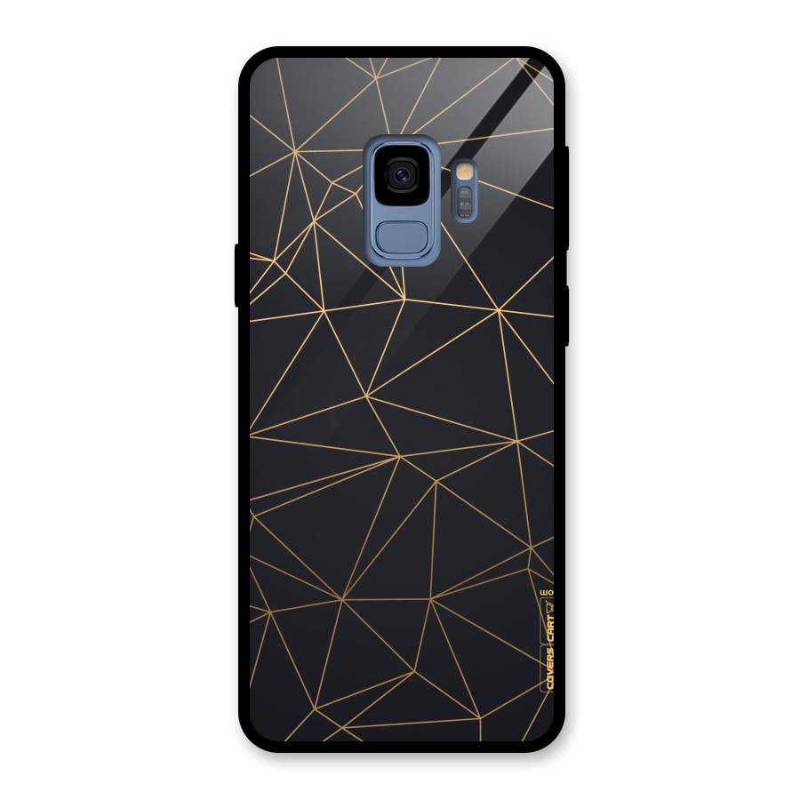 Black Golden Lines Glass Back Case for Galaxy S9