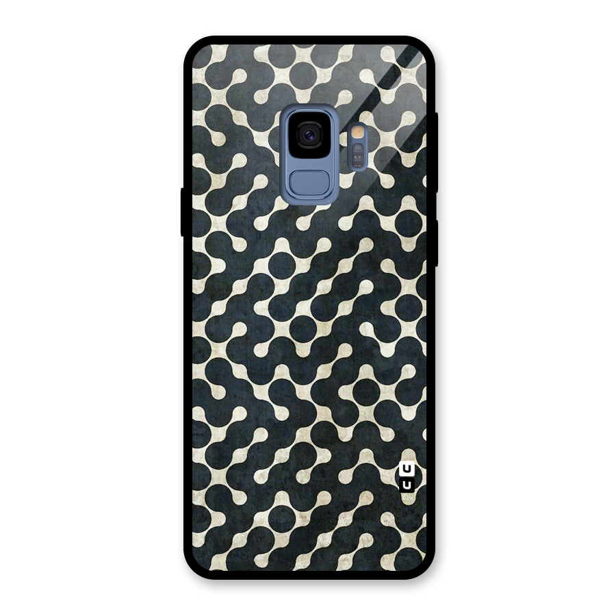 Black Maze Design Glass Back Case for Galaxy S9