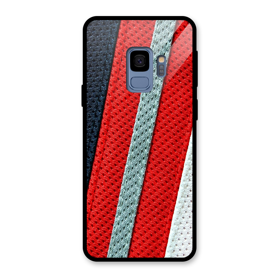 Black Red Grey Stripes Glass Back Case for Galaxy S9