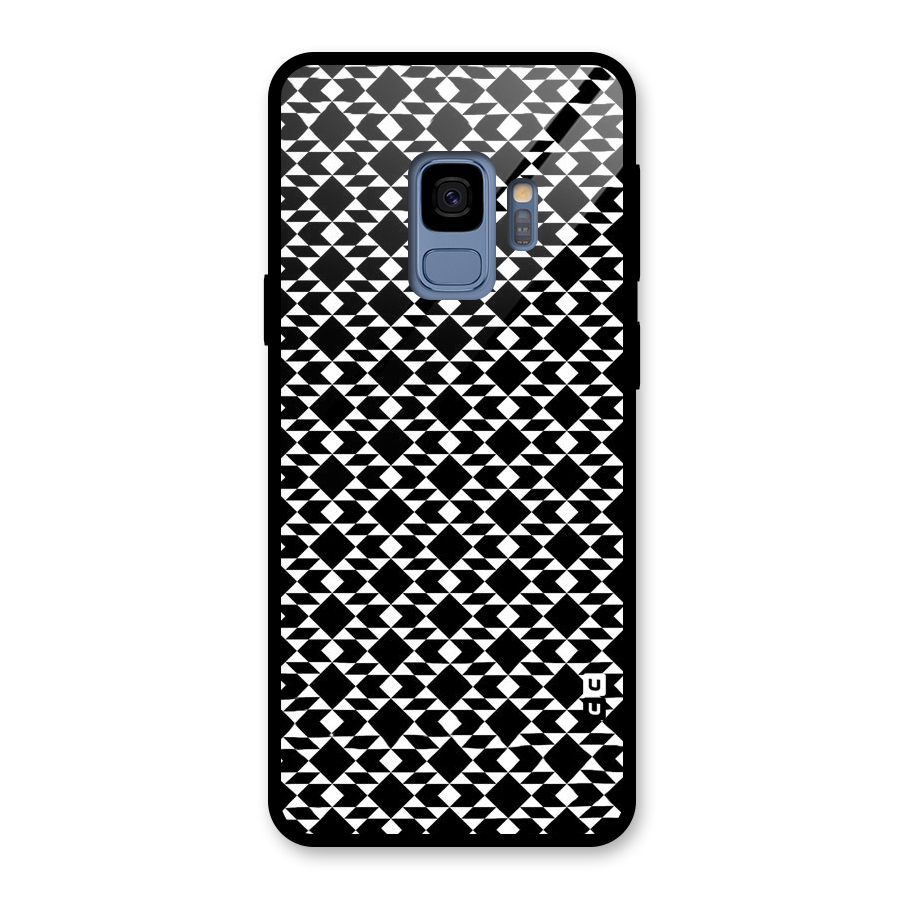 Black White Diamond Abstract Glass Back Case for Galaxy S9