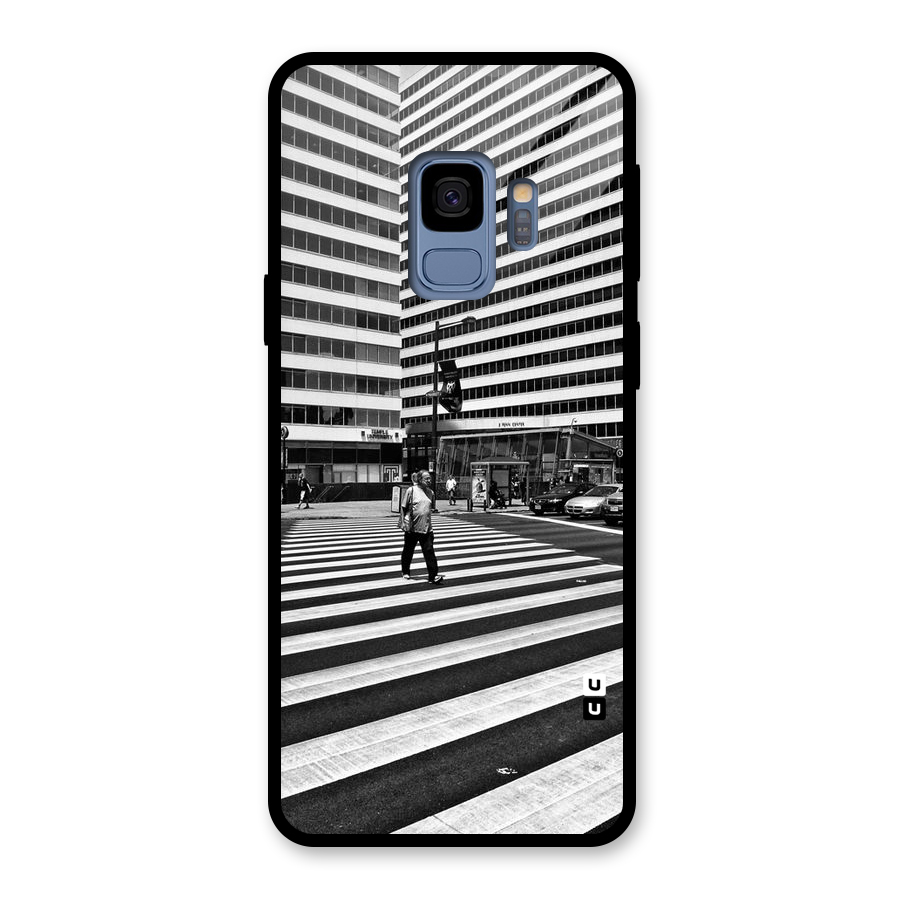 Black White Perspective Glass Back Case for Galaxy S9